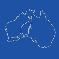Carte australienne avec image silhouette kangourou vecteur