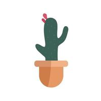 cactus dessiné à la main dans le vecteur plat en pot demi-cercle. illustration de plantes isolée sur fond blanc.