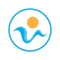 logo des vagues du soleil et de la mer, vagues de la plage, concept moderne minimaliste et simple avec vecteur d'illustration de modèle de conception de couleurs plates