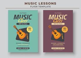 modèle de flyer de cours de musique, affiche de cours de piano, affiche de cours de musique, affiche de cours de guitare vecteur