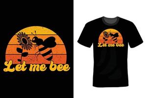 conception de t-shirt d'abeille, vintage, typographie vecteur