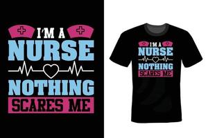 conception de t-shirt de citation d'infirmière, typographie, vintage vecteur