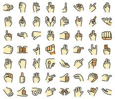 gestes de la main icônes définies vecteur plat