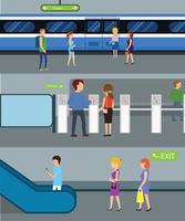 ensemble de concept de bannière de station de métro, style plat vecteur