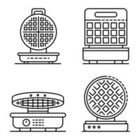 jeu d'icônes de gaufrier, style de contour vecteur
