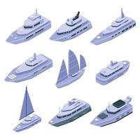 jeu d'icônes de yacht, style isométrique vecteur