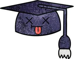 chapeau de graduation dessin animé texture grunge rétro vecteur