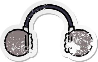 autocollant en détresse d'un casque rétro de dessin animé mignon vecteur