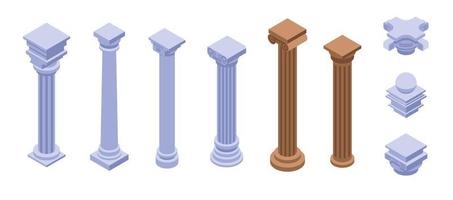 jeu d'icônes de pilier, style isométrique vecteur