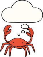 crabe de dessin animé et bulle de pensée vecteur