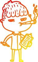 chaud gradient ligne dessin dessin animé vendeur fumer vecteur