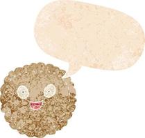 biscuit de dessin animé et bulle de dialogue dans un style texturé rétro vecteur