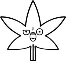 dessin au trait dessin animé feuille de marijuana vecteur