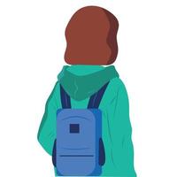 fille écolière avec un sac à dos se penche sur la distance. illustration vectorielle. protection de l'enfance. vecteur