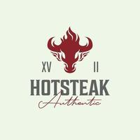 création de logo vintage de steak house chaud. vecteur