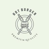 burger hot line art icône logo minimaliste vector illustration design