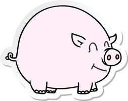 autocollant d'un cochon de dessin animé dessiné à la main excentrique vecteur