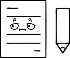 papier de test de dessin animé de dessin au trait vecteur