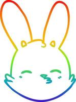 ligne de gradient arc-en-ciel dessinant un visage de lapin de dessin animé vecteur