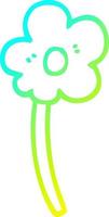ligne de gradient froid dessinant une fleur de dessin animé vecteur