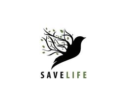 sauver la vie oiseau arbre vecteur-illustration vecteur