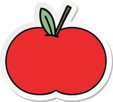 autocollant d'une pomme rouge de dessin animé mignon vecteur