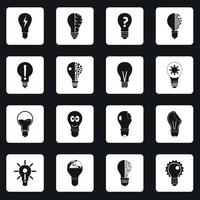 icônes de logo de lampe définies vecteur de carrés
