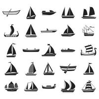 jeu d'icônes de bateau, style simple vecteur