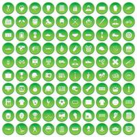 100 icônes de l'équipe masculine définissent un cercle vert vecteur