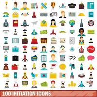 Ensemble de 100 icônes d'initiation, style plat