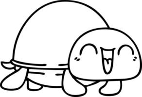 tortue de dessin animé dessin au trait excentrique vecteur