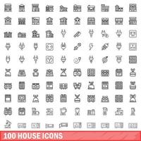 Ensemble de 100 icônes de maison, style de contour vecteur