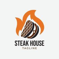 modèle de conception de logo de steak rétro vecteur