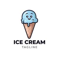 création de logo mignon de crème glacée vecteur