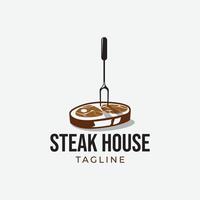 modèle de conception de logo de steak rétro vecteur