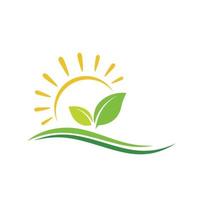 logo de ferme, logo vert, vecteur de logo de paysage