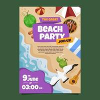 modèle d'affiche de fête sur la plage vecteur