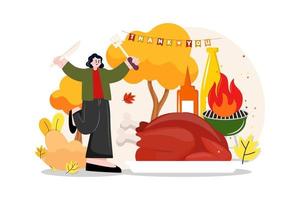 concept d'illustration du jour de thanksgiving. illustration plate isolée sur fond blanc vecteur