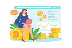 femmes d'affaires investissant dans le bitcoin vecteur
