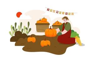 concept d'illustration du jour de thanksgiving. illustration plate isolée sur fond blanc vecteur