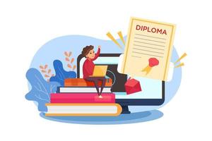 cours en ligne d'enseignement universitaire collégial avec diplôme de qualification vecteur