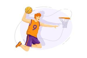 concept d'illustration plate de basket-ball vecteur