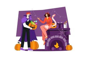 concept d'illustration d'halloween. illustration plate isolée sur fond blanc vecteur