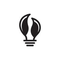 icône vectorielle d'une ampoule avec des feuilles idée signe solution pensée concept logo innovant. éclairage électrique. brillance électrique. vecteur