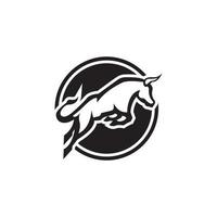 concept de conception de logo vectoriel de cheval de saut.