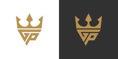 création de logo de lettre initiale gp ou pg avec vecteur d'icône de couronne.