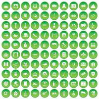 100 icônes de masque définissent un cercle vert vecteur