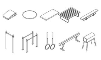 icônes d'équipement de gymnastique définies contour vectoriel