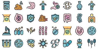 probiotiques, icônes, ensemble, vecteur, plat vecteur