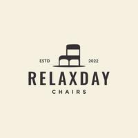 chaise en bois se détendre hipster logo design vecteur graphique symbole icône illustration idée créative
